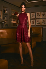 Layla Wine Sequin Dress