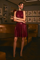 Layla Wine Sequin Dress