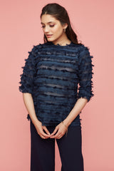 Fringes Dark Blue Top