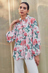 Dannica Floral Tie-Up Top