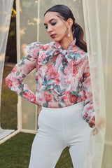 Ivana Bow-Tie Organza Top