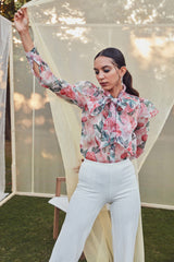 Ivana Bow-Tie Organza Top