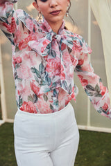 Ivana Bow-Tie Organza Top