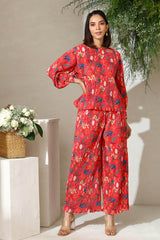 Floral Pleated Pants