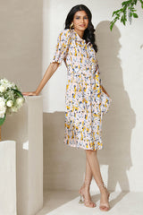 Pastel Pleated Midi Dress