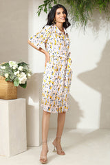 Pastel Pleated Midi Dress