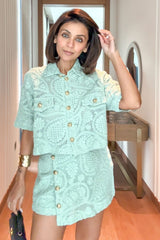 Nriti Shah In Our Sage Élise Lace Top
