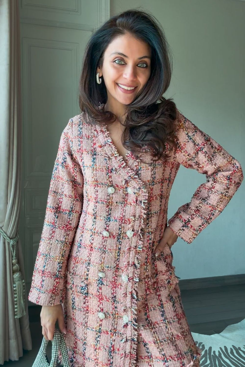 Nriti Shah In Our Lucille  Pink Check Dress