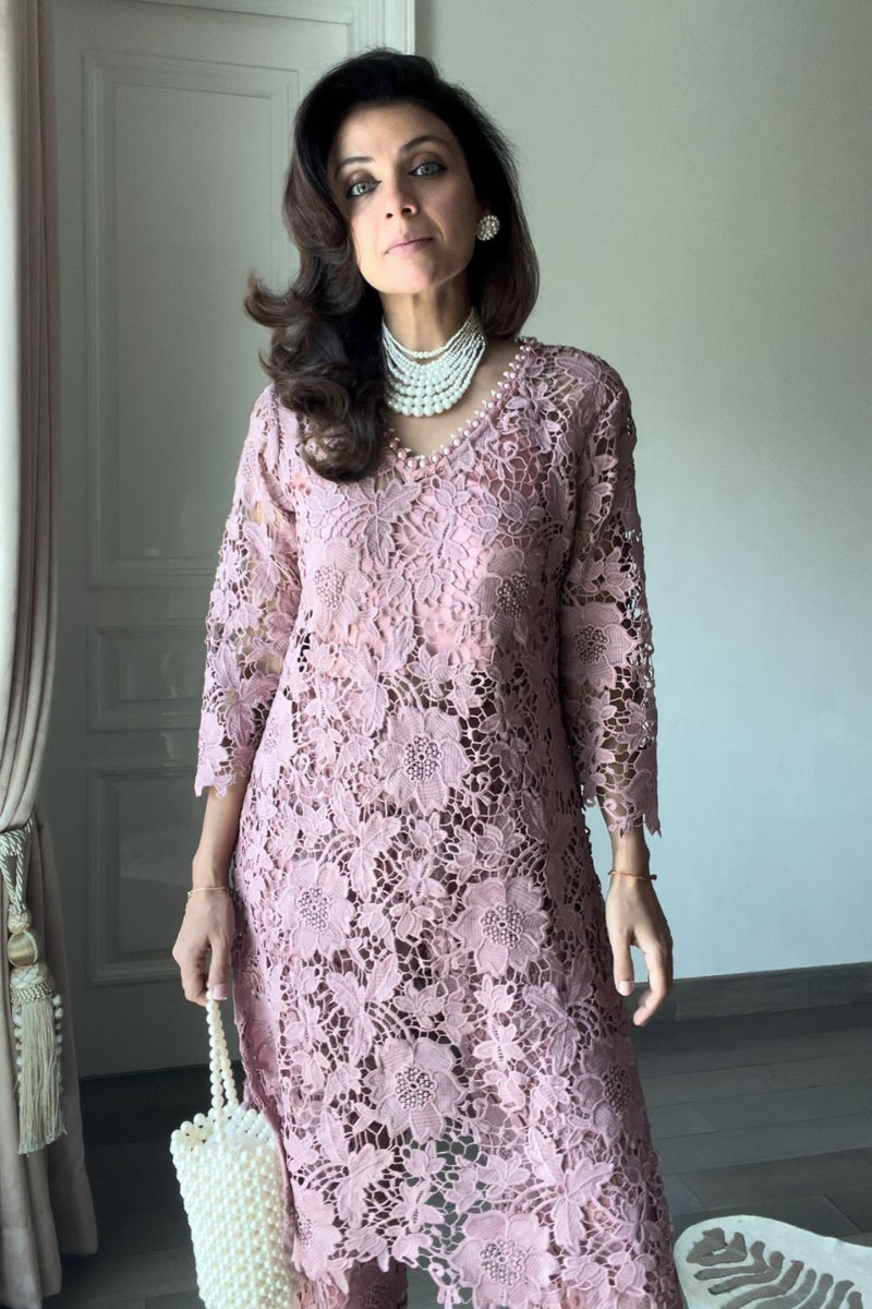 Nriti Shah In Our Anisa Onion Pink Lace Co-ord Set