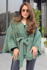 Nikita Vasdev In Our Green Tweed Cape