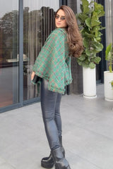 Nikita Vasdev In Our Green Tweed Cape