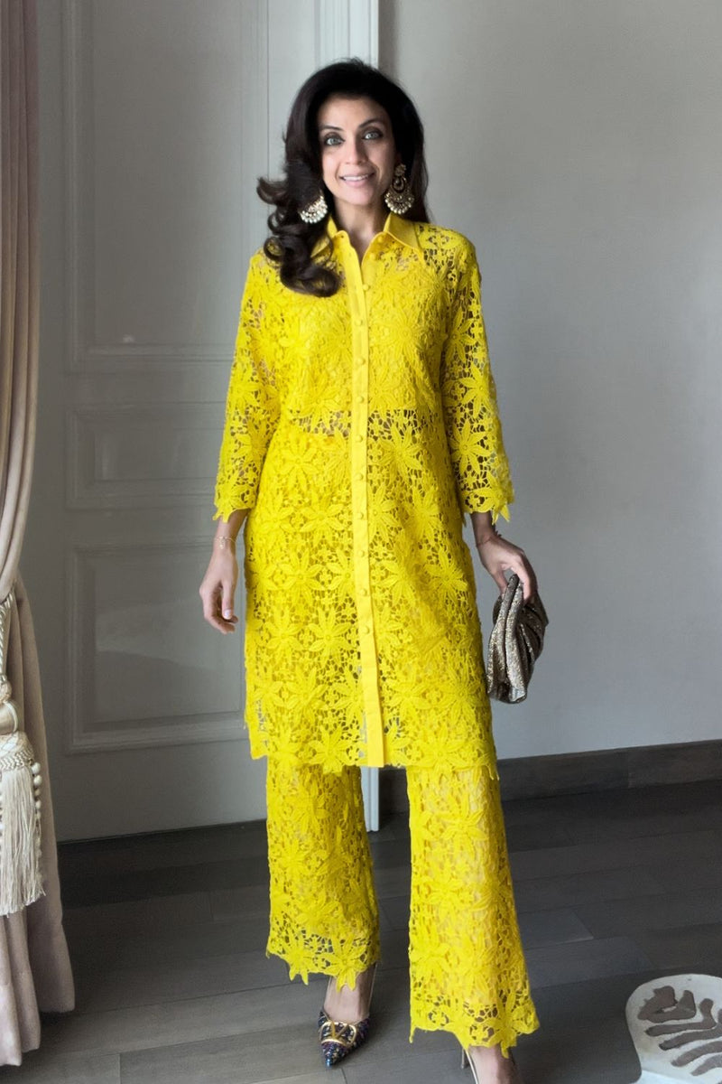 Nriti Shah In Our Kirin Yellow Lace Co-ord Set