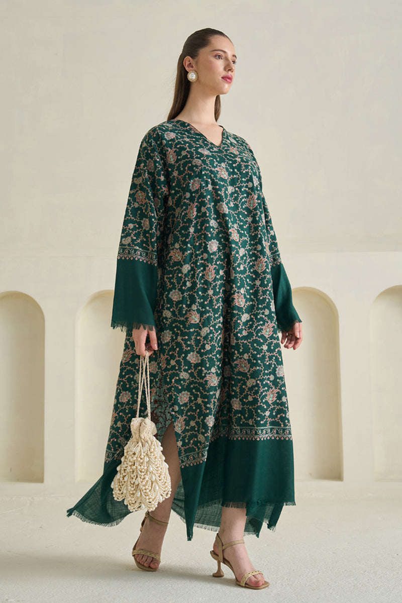 Green Embroidered Pashmina Kaftan