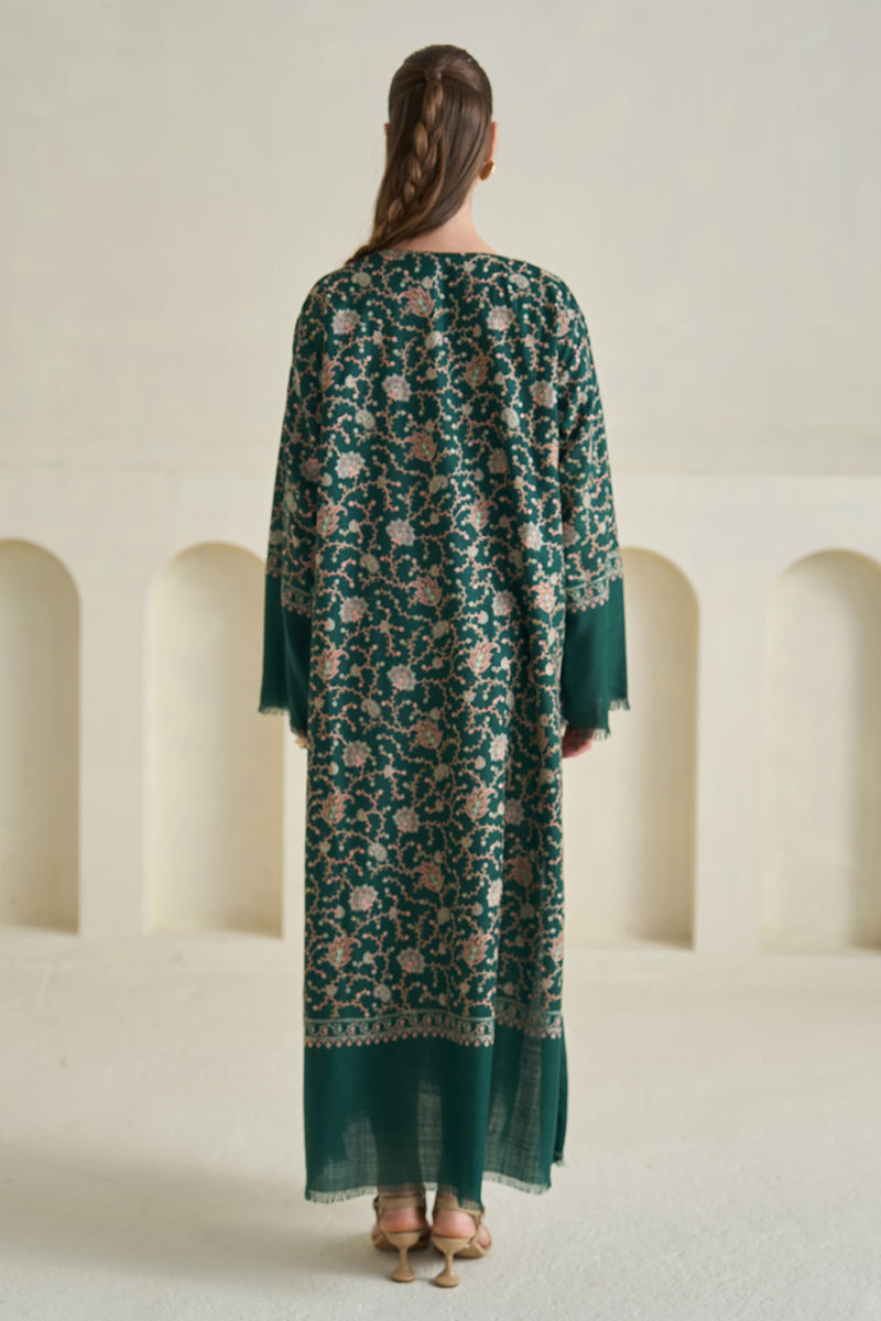 Green Embroidered Pashmina Kaftan