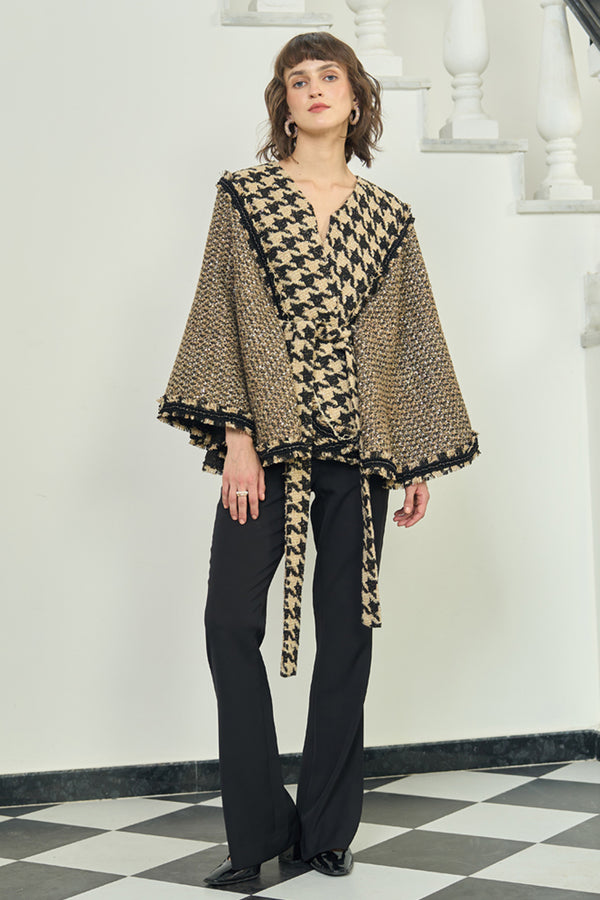 Gold & Black Tweed Cape