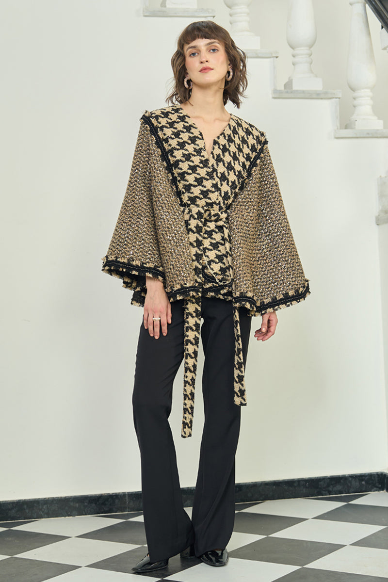 Gold & Black Tweed Cape