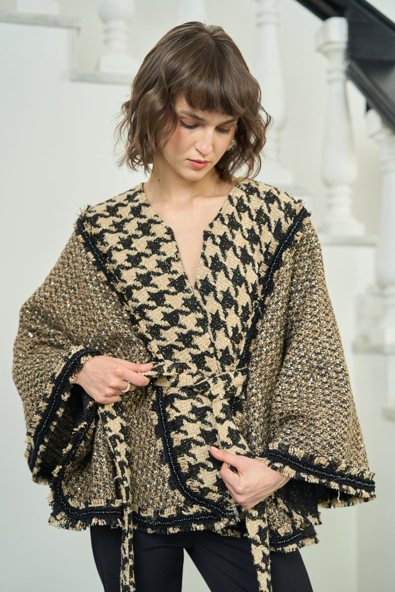 Gold & Black Tweed Cape