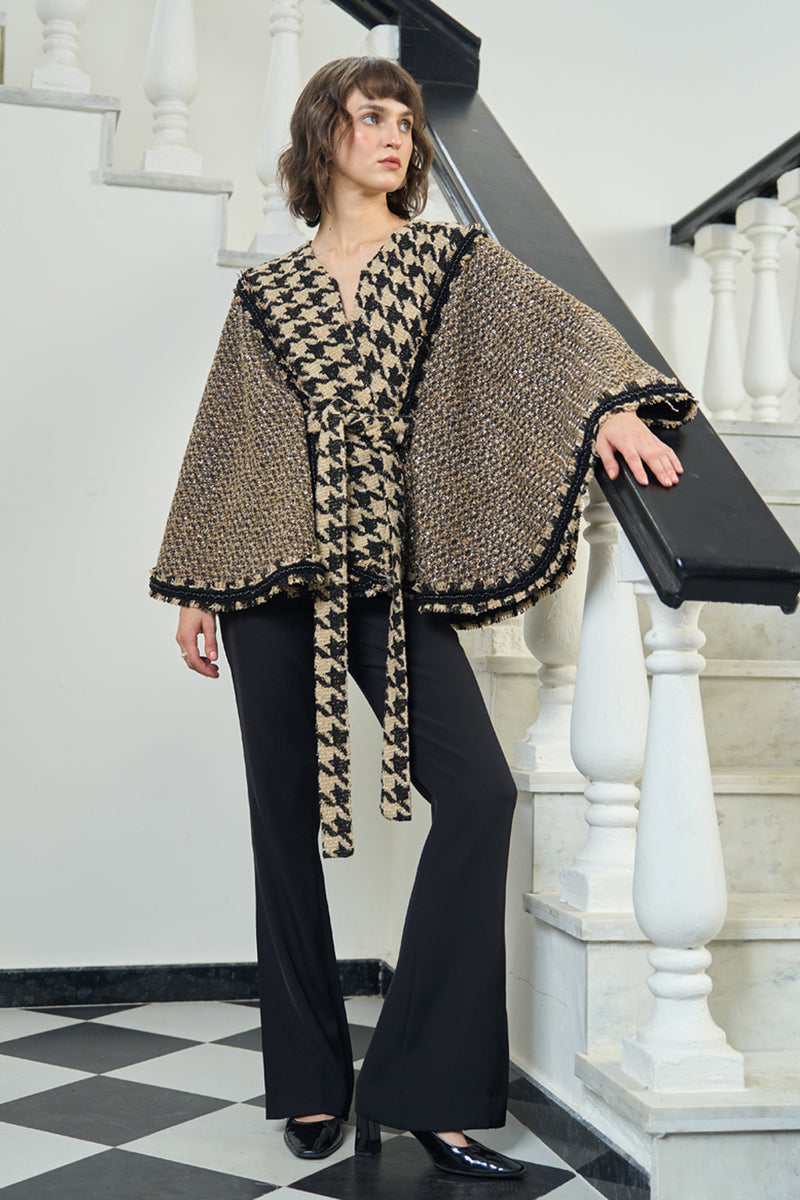 Gold & Black Tweed Cape