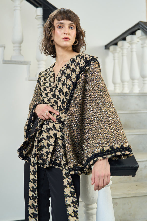 Gold & Black Tweed Cape