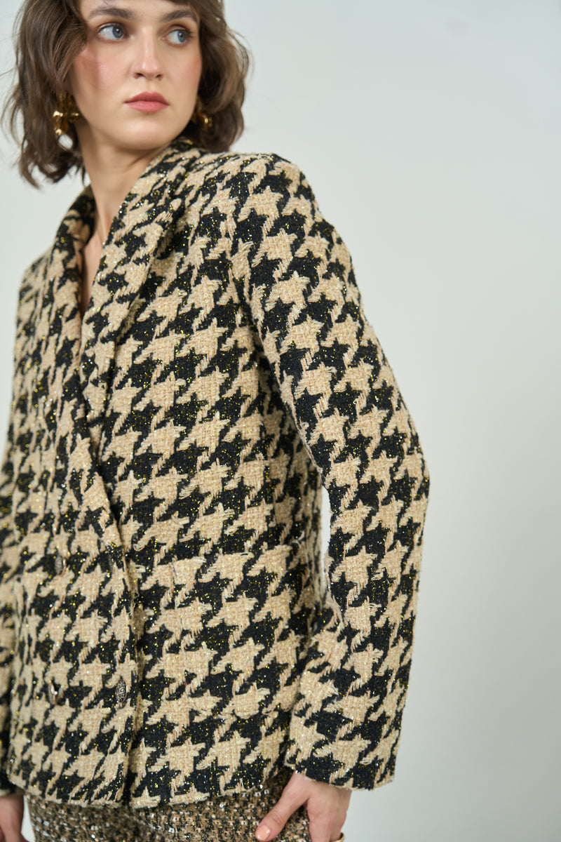 Gold and Black Herringbone Blazer