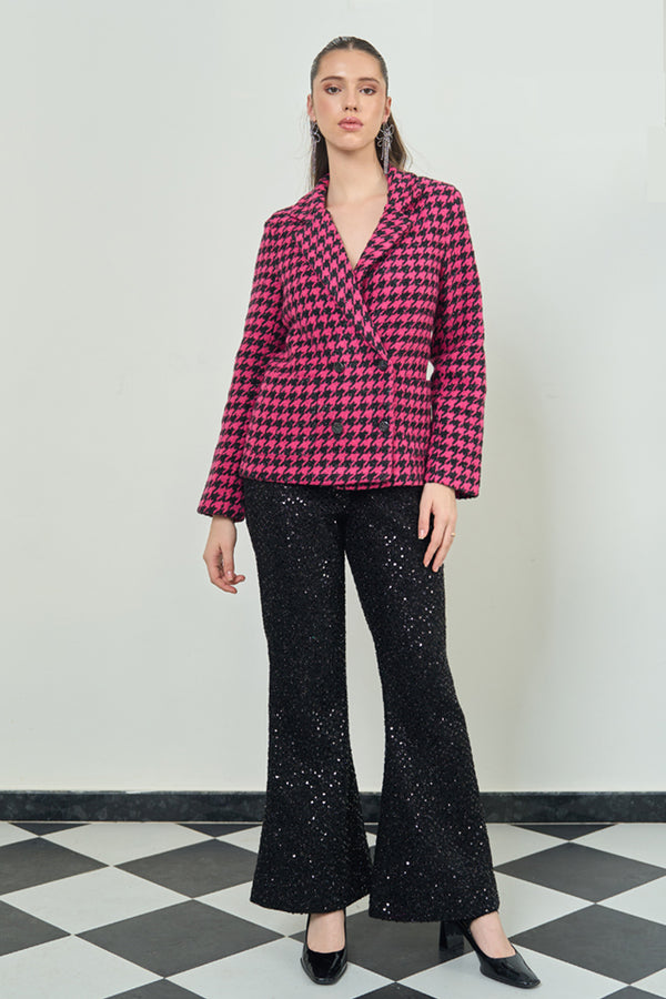 Black Sequins Tweed Pants