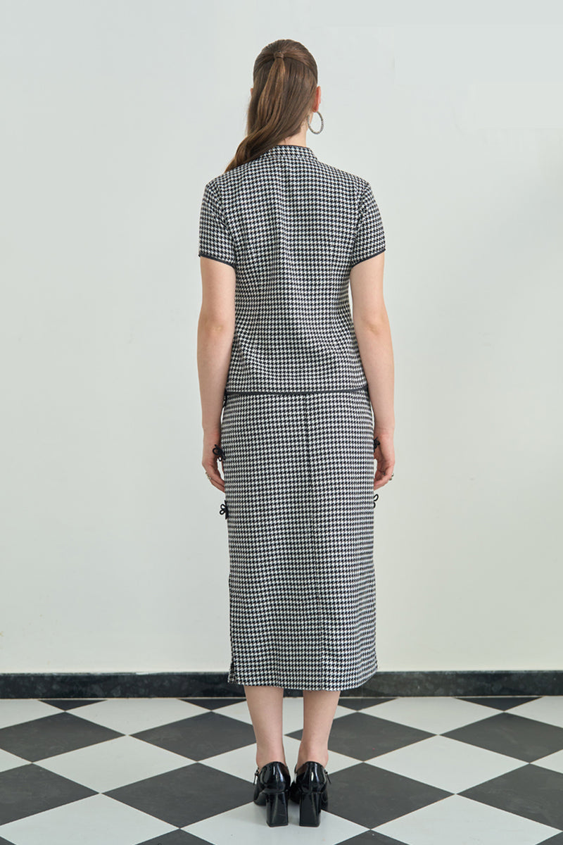 Black And White Houndstooth Skirt