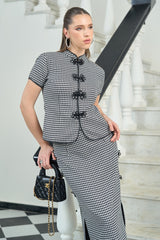 Black And White Houndstooth Co-ord Set