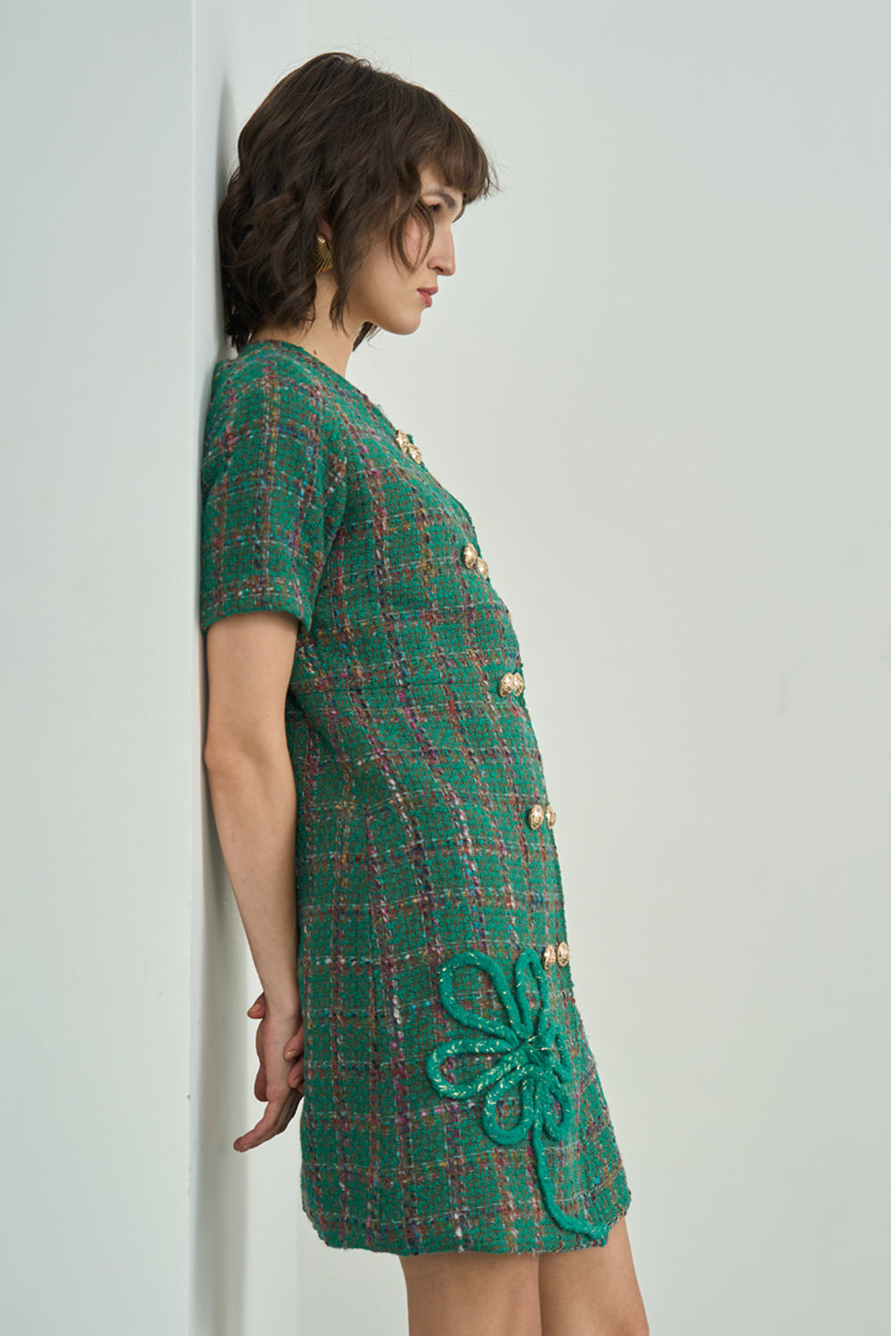 Green Tweed Dress – AVERIE