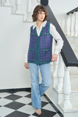 Purple and Green Sleeveless Jacket