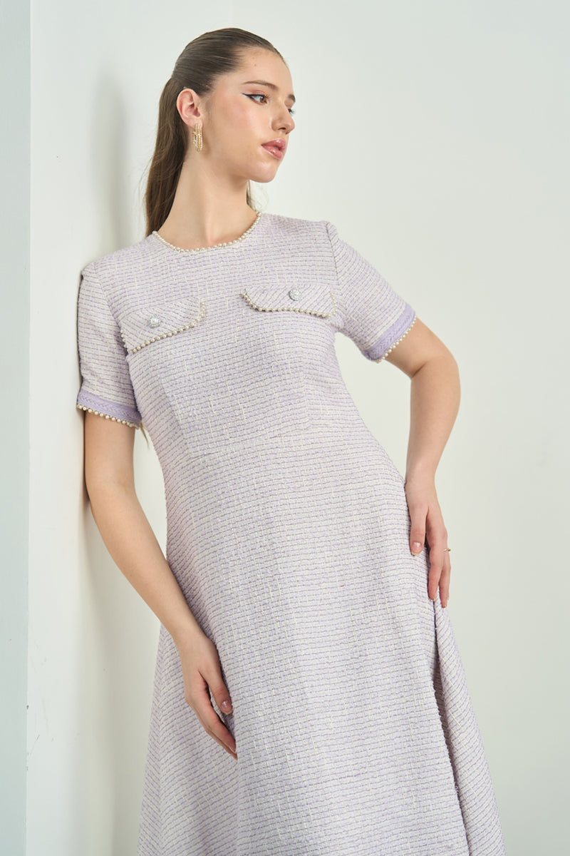 Lilac Tweed Long Dress