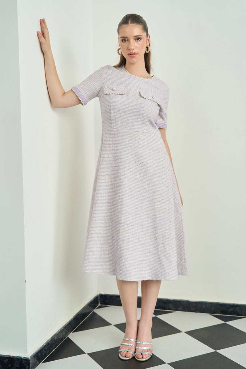 Lilac Tweed Long Dress