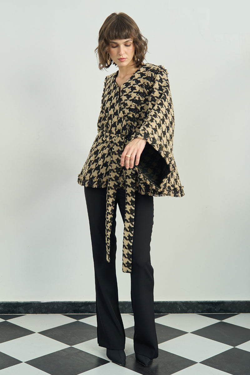 Gold and Black Herringbone Cape