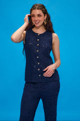 Evara Blue Lace Vest
