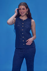 Evara Blue Lace Co-ord Set