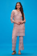 Elara Pink Lace Kurta Set