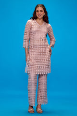 Elara Pink Lace Kurta Set