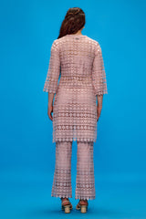 Elara Pink Lace Kurta Set