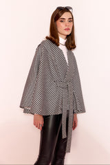 Sharnamli In Our Anouk Black and White Herringbone Cape