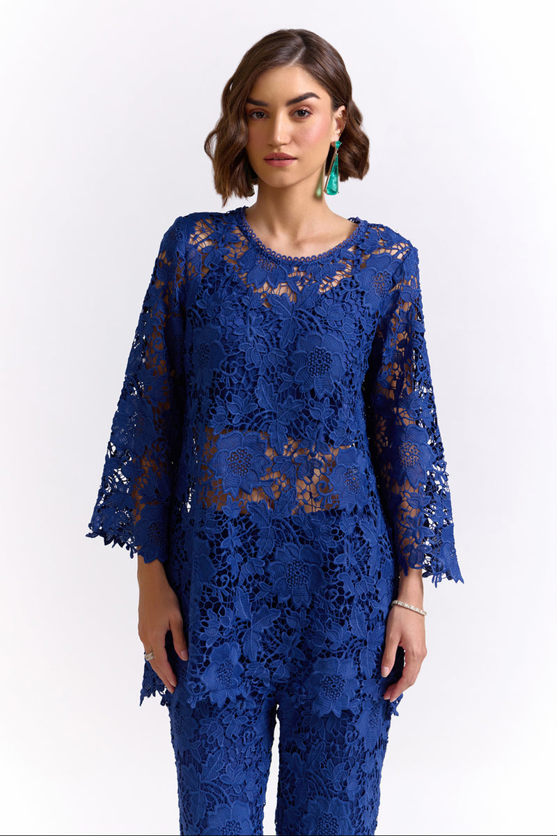 Elora Blue Lace Top