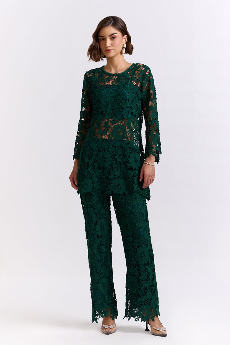 Elora Green Lace Co-ord Set