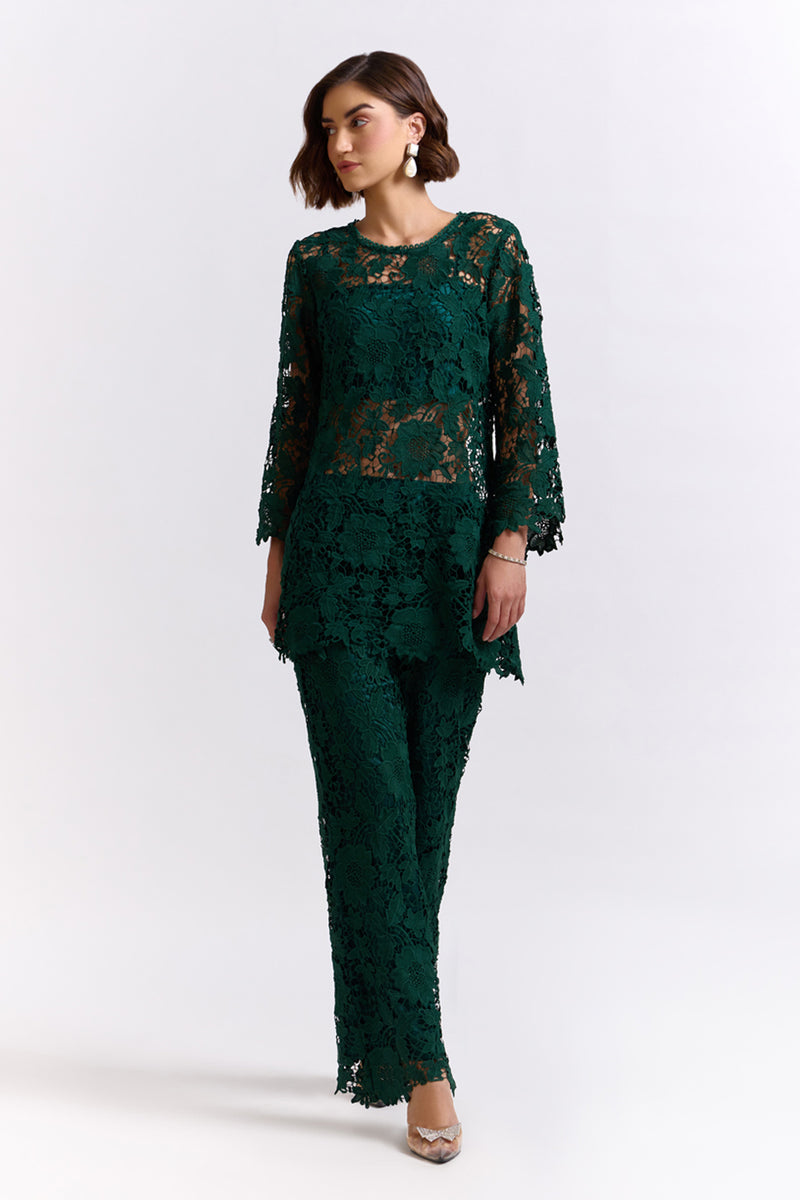 Elora Green Lace Top