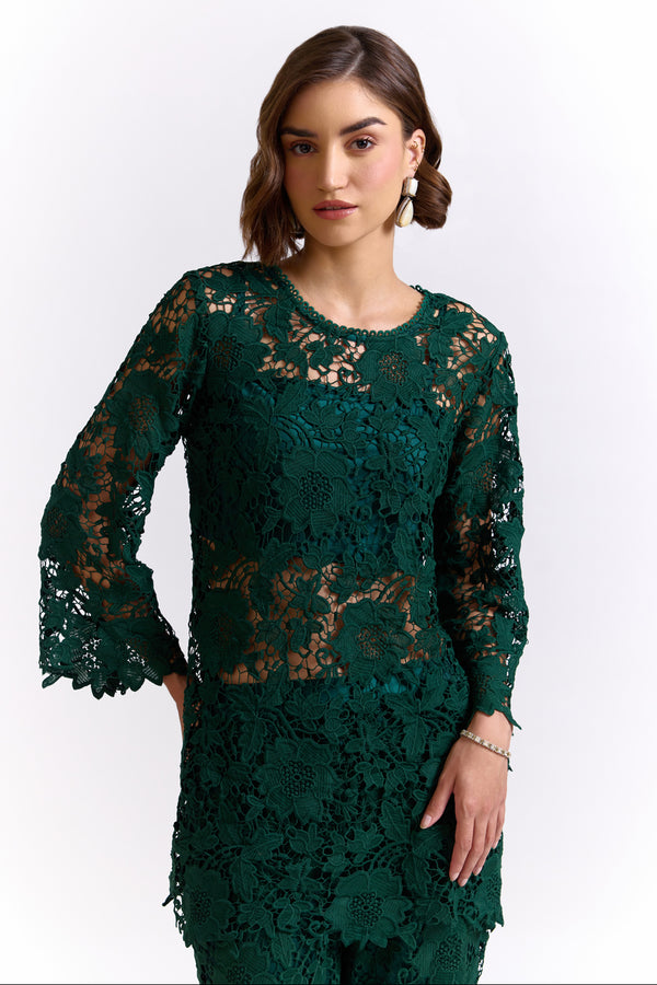 Elora Green Lace Top