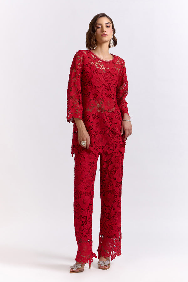 Elora Red Lace Pants