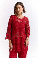 Elora Red Lace Top