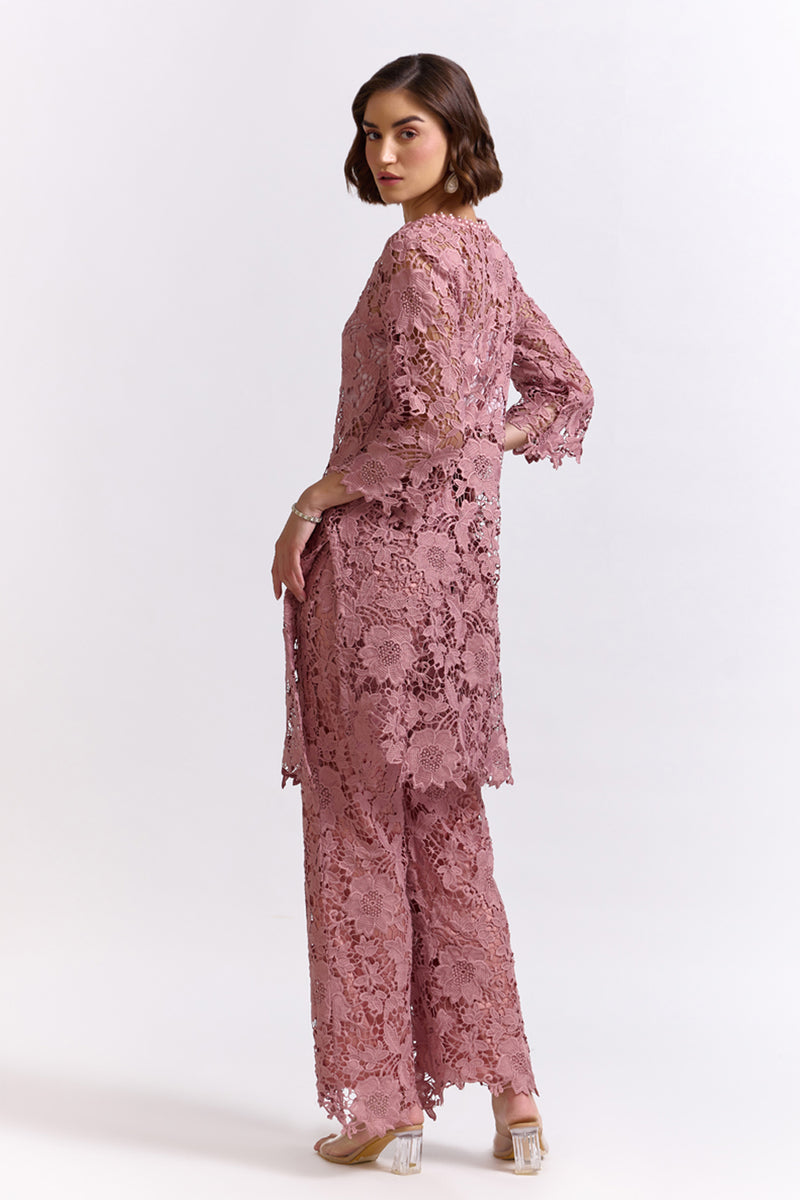 Anisa Onion Pink Lace Co-ord Set