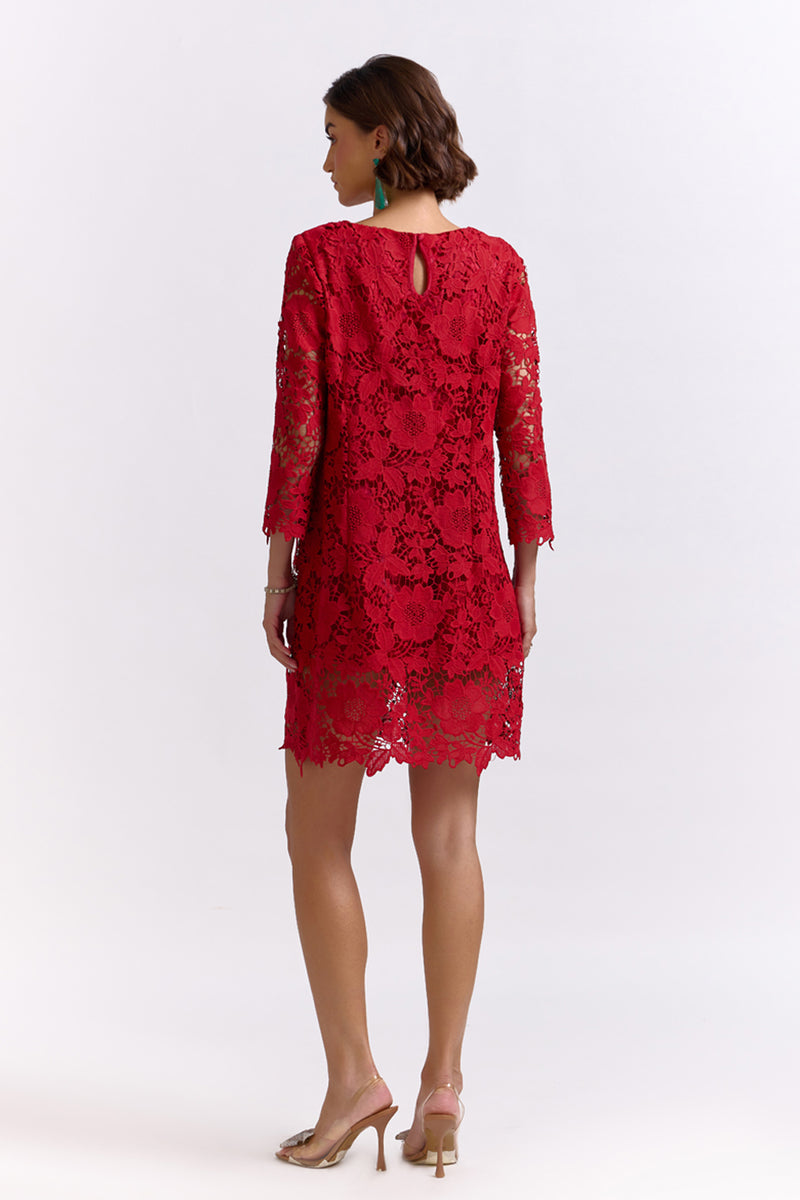 Niamh Red Lace Short Dress