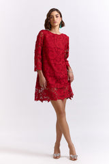 Niamh Red Lace Short Dress