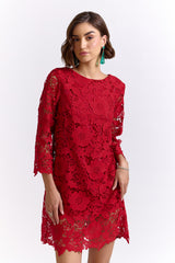 Niamh Red Lace Short Dress