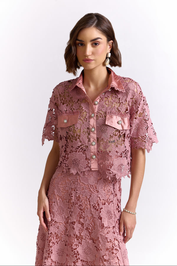 Aran Onion Pink Lace Top