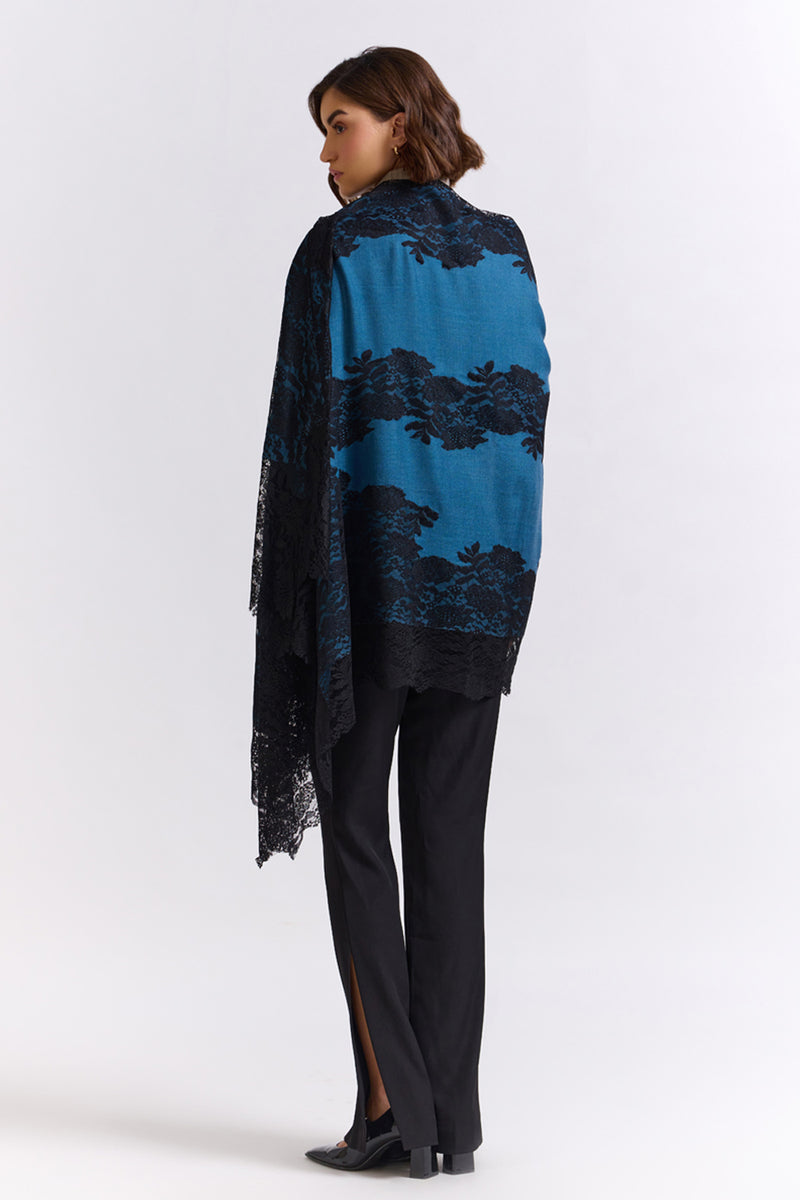 Blue & Black Pashmina Shawl